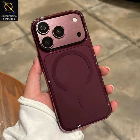 iPhone 17 Pro Max Cover - Maroon - Clear Magnetic Phone Case with Circular Ring Design & Shockproof Protective Cover