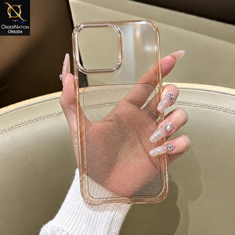 iPhone 15 Pro Max Cover - Orange - Premium Clear Phone Case with Dotted Textured Back Panel, Raised Camera Protection and Shockproof Protective Edges