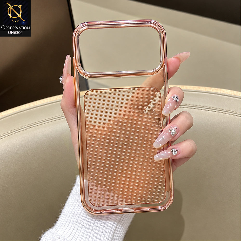 iPhone 18 Pro Max Cover - Orange - Premium Clear Phone Case with Dotted Textured Back Panel, Raised Camera Protection and Shockproof Protective Edges