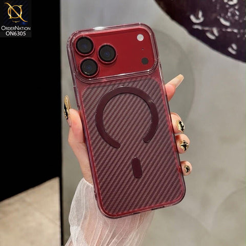 iPhone 18 Pro Max Cover - Maroon - Premium Carbon Fiber Texture Phone Case with Magnetic Ring Stand, Raised Camera Protection & Slim Protective Design