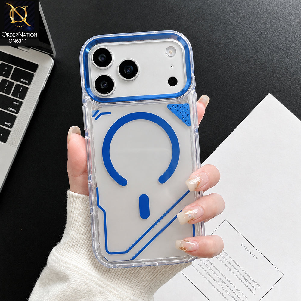 iPhone 17 Pro Max Cover - Blue - Clear Shockproof Magnetic Ring Phone Case with Camera Protection & Slim Protective Design