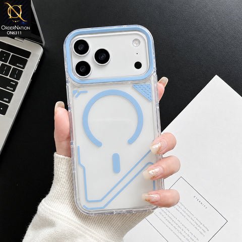 iPhone 17 Pro Max Cover - Sky Blue - Clear Shockproof Magnetic Ring Phone Case with Camera Protection & Slim Protective Design