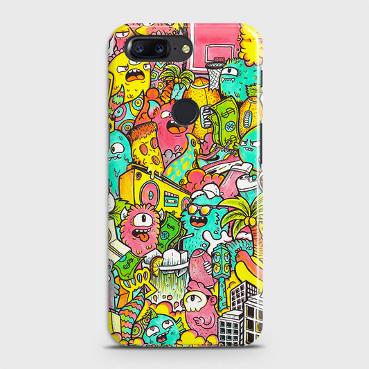 OnePlus 5T Cover - Candy Colors Trendy Sticker Collage Printed Hard Case with Life Time Colors Guarantee ( Fast Delivery )