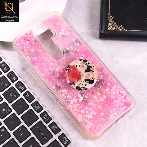 Oppo A5 2020 Cover - Design 48 - New Elegant Liquid Glitter Soft Borders Case With  Holder