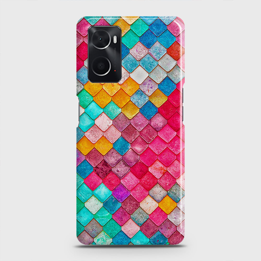 Oppo A96 4G Cover - Chic Colorful Mermaid Printed Hard Case with Life Time Colors Guarantee ( Fast Delivery )