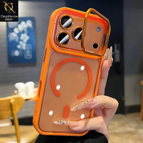 iPhone 17 Pro Max Cover - Orange - Premium Magnetic Transparent Phone Case with Built-in Camera Lens Protector