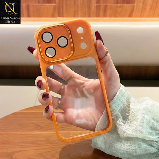 iPhone 17 Pro Max Cover - Orange - J-Case High Quality Tpu Soft Bordered Case With Clear Part And Camera Ring Protection