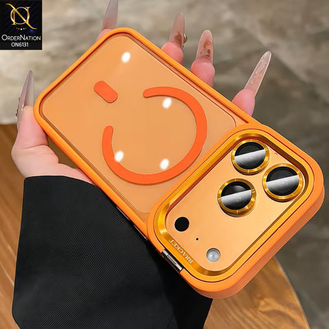 iPhone 17 Pro Max Cover - Orange - Premium Magnetic Transparent Phone Case with Built-in Camera Lens Protector