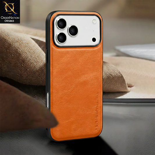 iPhone 17 Pro Max Cover - Orange - X-LEVEL - Earl III Series - Case Business Plain Leather Anti-drop Non-slip Slim Case