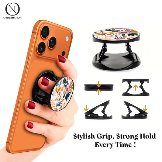 Colorful Floral Pattern - Phone Grip Holder & Kickstand