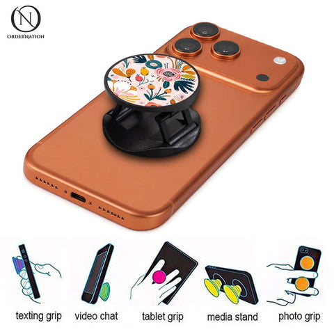 Colorful Floral Pattern - Phone Grip Holder & Kickstand