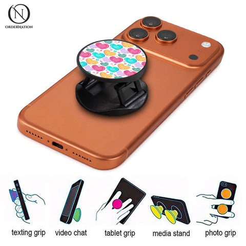 Colorful Heart Pattern - Phone Grip Holder & Kickstand