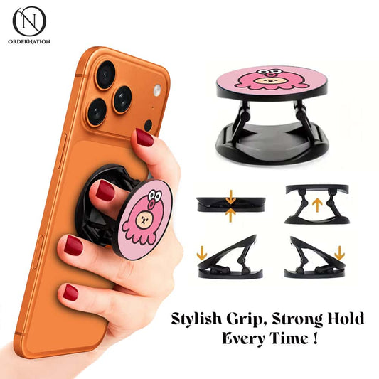 Cute Pink Cartoon - Phone Grip Holder & Kickstand