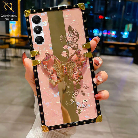 Samsung Galaxy A05s Cover - Pink -  Luxury Shiny Rhinestone Butterfly Electroplated Square Trunk Soft Case