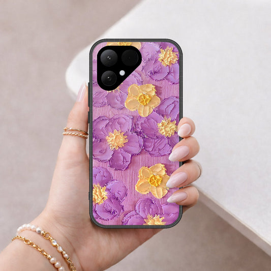 Tecno Pova Curve 2 Cover - Floral Series - Design 8 - Purple & Yellow - HQ Premium Shine Durable Shatterproof Case