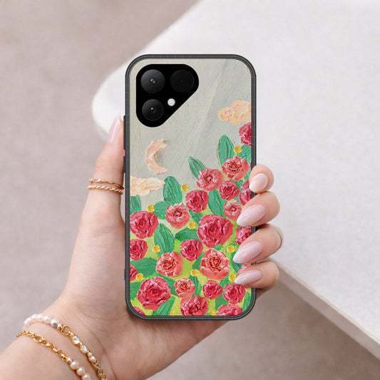 Tecno Pova Curve 2 Cover - Floral Series - Design 10 - Red & Green - HQ Premium Shine Durable Shatterproof Case