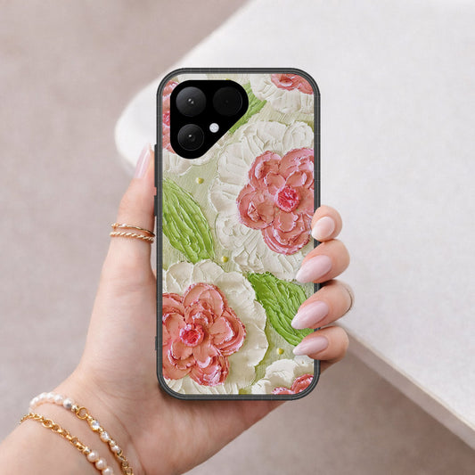 Tecno Pova Curve 2 Cover - Floral Series - Design 13 - Offwhite & Green - HQ Premium Shine Durable Shatterproof Case