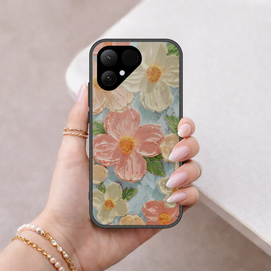 Tecno Pova Curve 2 Cover - Floral Series - Design 16 - Cyan & Pink - HQ Premium Shine Durable Shatterproof Case