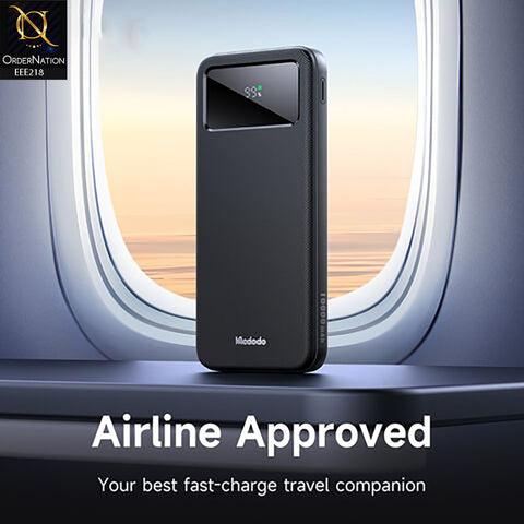 Mcdodo Mc-422 22.5W Digital Display Power Bank 10000mAh PD PPS VOOC Fast Charging Slim Android 20W High Capacity Portable Charger - Black