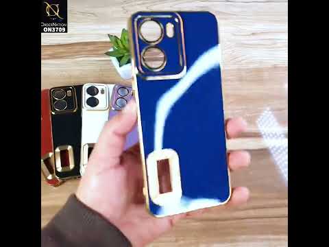 Vivo S12 Cover - Blue - All New Electroplating Borders With Logo Hole Camera Protection Soft Silicon Case