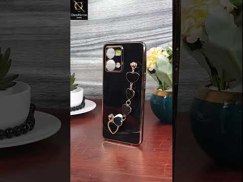 Vivo Y11s Cover - Pink - New Electroplated Soft Silicone Camera Protection Case With Heart Chain Holder