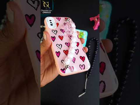 iPhone 14 Pro Cover - Pink - New Spring Dreams Series Cristal Heart and Bear Holder Soft Borders Camera Protection Case