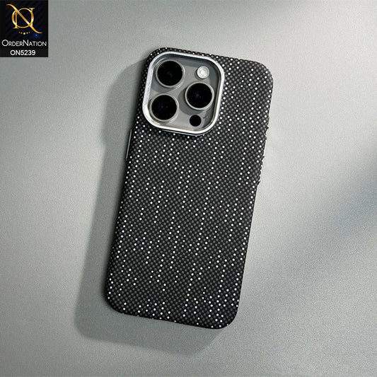 iPhone 15 Pro Max Cover - Design12 - Universe Luxo Carbon Fiber Texture Ultra Thin Shell Case With Metal Camera Ring Borders