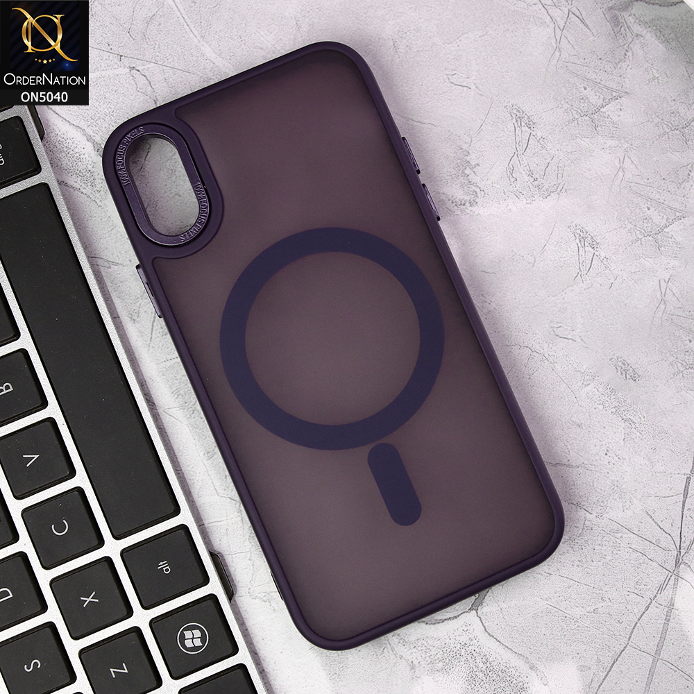 iPhone XS / X Cover - Purple - Magnetic Collection Color Matte Semi Transparent Soft Border Magsafe Case