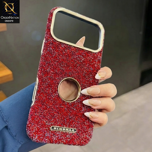 iPhone 17 Pro Max - Red - New Rimbmax Premium Rhinestone Sparkle Back Cover with Metallic Camera Protection