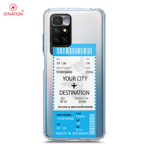 Xiaomi Redmi 10 Prime Cover - Personalised Boarding Pass Ticket Series - 5 Designs - Clear Phone Case - Soft Silicon Borders