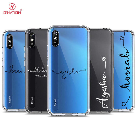 Xiaomi Redmi 9i Cover - Personalised Name Series - 8 Designs - Clear Phone Case - Soft Silicon Borders