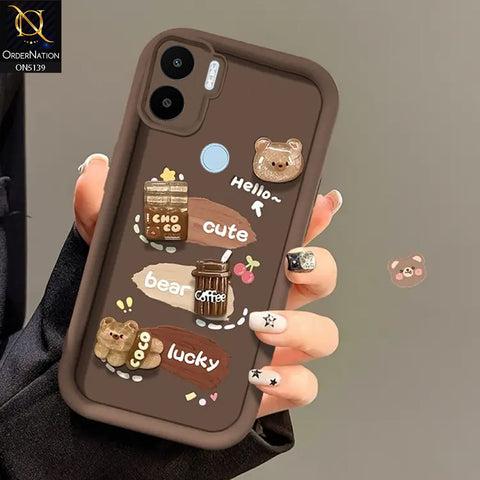 Xiaomi Redmi A2 - Brown - Trendy 3D Cute Cartoon And Coffee Chocolate Soft Silicon Shockproof Case With Camera Protection