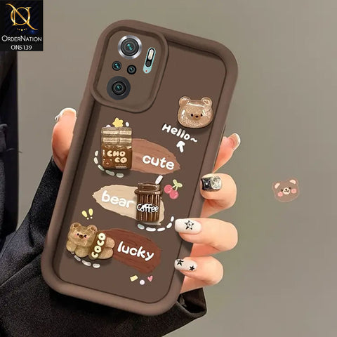 Xiaomi Redmi Note 10S - Brown - Trendy 3D Cute Cartoon And Coffee Chocolate Soft Silicon Shockproof Case With Camera Protection