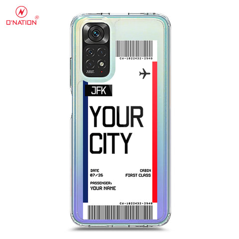 Xiaomi Redmi Note 11S Cover - Personalised Boarding Pass Ticket Series - 5 Designs - Clear Phone Case - Soft Silicon Borders