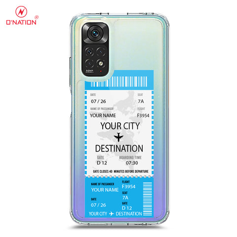 Xiaomi Redmi Note 11S Cover - Personalised Boarding Pass Ticket Series - 5 Designs - Clear Phone Case - Soft Silicon Borders