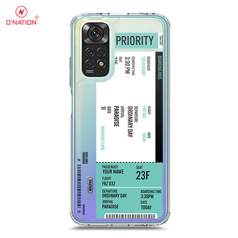 Xiaomi Redmi Note 11S Cover - Personalised Boarding Pass Ticket Series - 5 Designs - Clear Phone Case - Soft Silicon Borders
