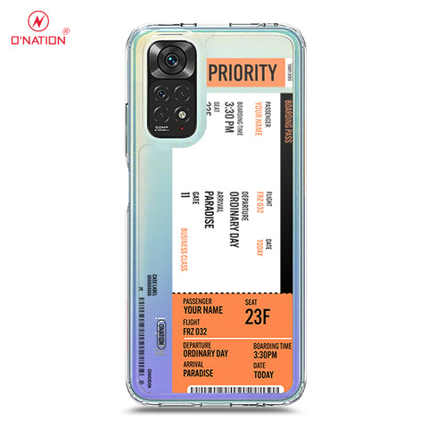 Xiaomi Redmi Note 11S Cover - Personalised Boarding Pass Ticket Series - 5 Designs - Clear Phone Case - Soft Silicon Borders