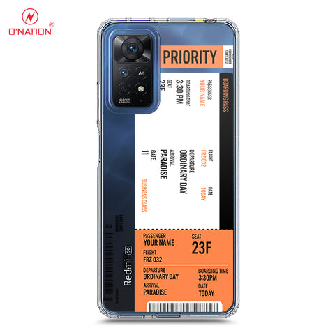 Xiaomi Redmi Note 11 Pro 5G Cover - Personalised Boarding Pass Ticket Series - 5 Designs - Clear Phone Case - Soft Silicon Borders