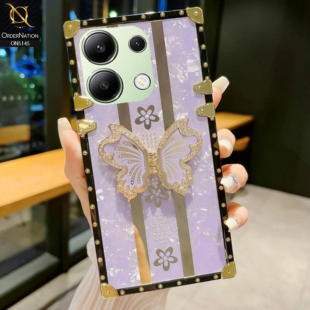 Xiaomi Redmi Note 13 - lilac - Luxury Shiny Rhinestone Butterfly Electroplated Square Trunk Soft Case