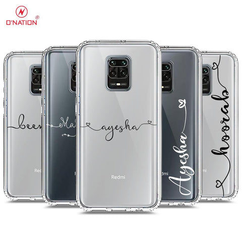 Xiaomi Redmi Note 9S Cover - Personalised Name Series - 8 Designs - Clear Phone Case - Soft Silicon Borders