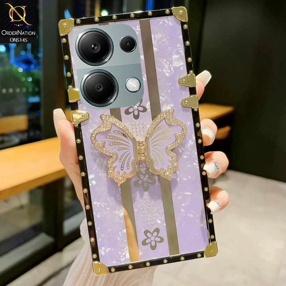 Xiaomi Poco M6 Pro 4G - lilac - Luxury Shiny Rhinestone Butterfly Electroplated Square Trunk Soft Case