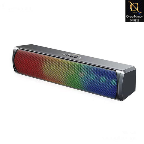 REMAX RB-M8 WIRELESS BLUETOOTH V5.0 PORTABLE SPEAKER HIFI AUDIO SUPER BASS RGB LED LIGHT - Grey