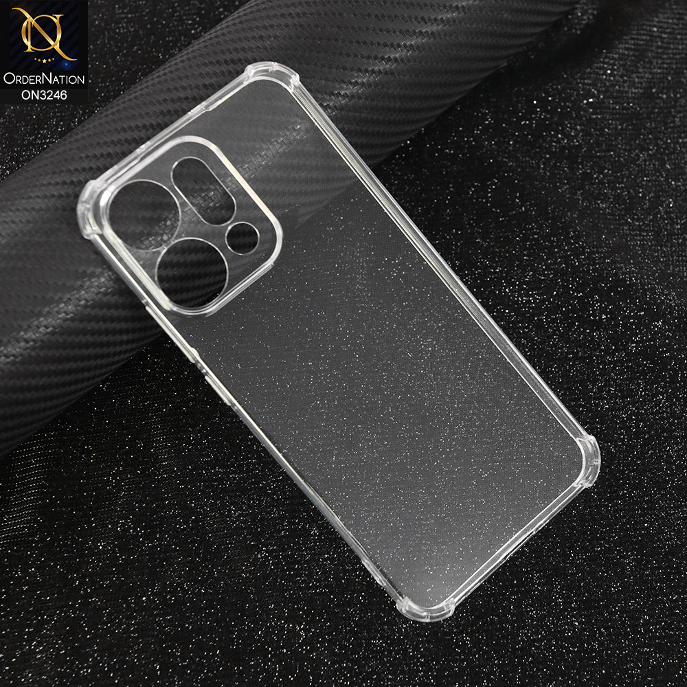 Oppo Reno 14 Cover - Transparent - Soft 4D Design Shockproof Silicone Transparent Clear Camera Protection Case