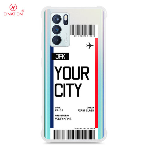 Oppo Reno 6 Pro 5G Cover - Personalised Boarding Pass Ticket Series - 5 Designs - Clear Phone Case - Soft Silicon Borders