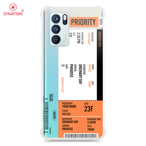 Oppo Reno 6 Pro 5G Cover - Personalised Boarding Pass Ticket Series - 5 Designs - Clear Phone Case - Soft Silicon Borders