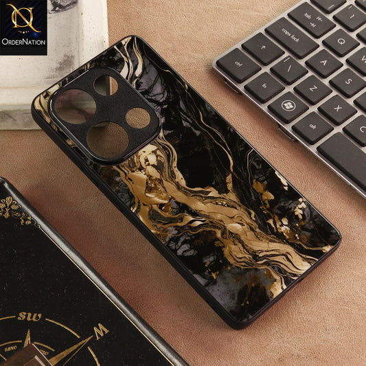 Xiaomi Redmi Note 13 Pro 4G Cover - Luxury Black & Gold Marble Phone Case – Glossy Shockproof Protective Glass Back Cover