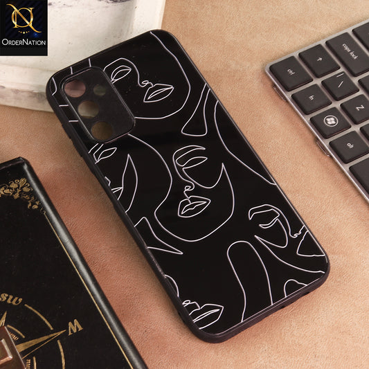 Samsung Galaxy A14 5G Cover - Black & White Line Art Face Glass Mobile Cover