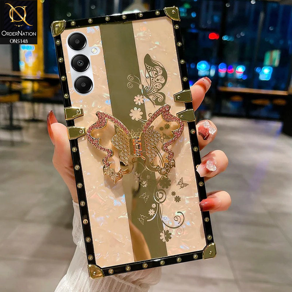Samsung Galaxy A05s Cover - Rose Gold -  Luxury Shiny Rhinestone Butterfly Electroplated Square Trunk Soft Case