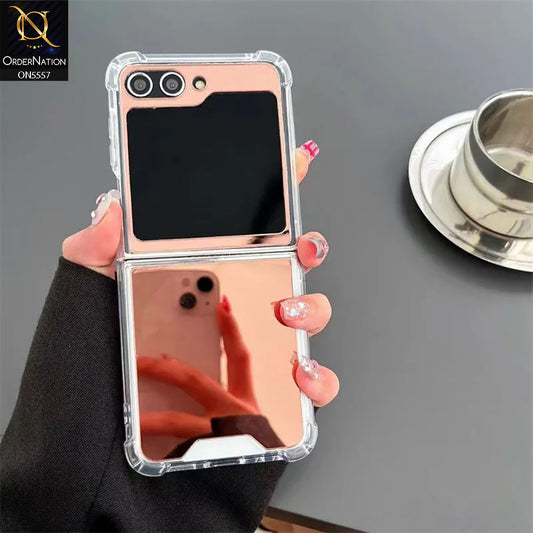 Samsung Galaxy Z Flip 5 5G Cover - Rose Gold - Elegant Ultra Thin Mirror Shockproof Mirror Case