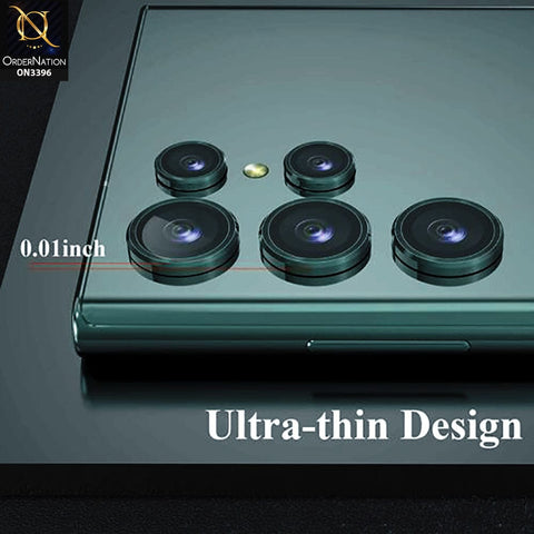 Samsung Galaxy S23 Ultra 5G Camera Protector - Green - Metal Ring Camera Glass Protector